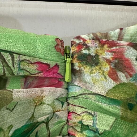 Jay Godfrey Lydia Romper Strapless Green Chiffon Floral Mini Resort US 6 Small - Picture 9 of 10